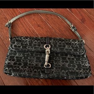 Coach black demi clip signature baguette bag